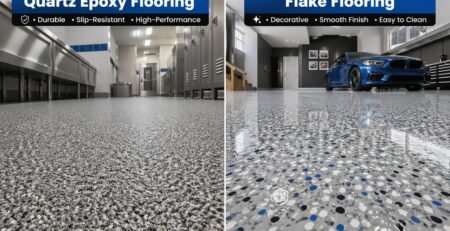 quartz epoxy vs flake flooring